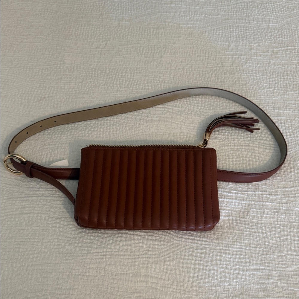 Brand new brown leather belt bag